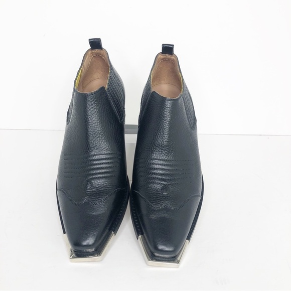 𝅺OFF White C/O Virgil Abloh size 38 Black leather, Western ankle boots - Picture 2 of 10